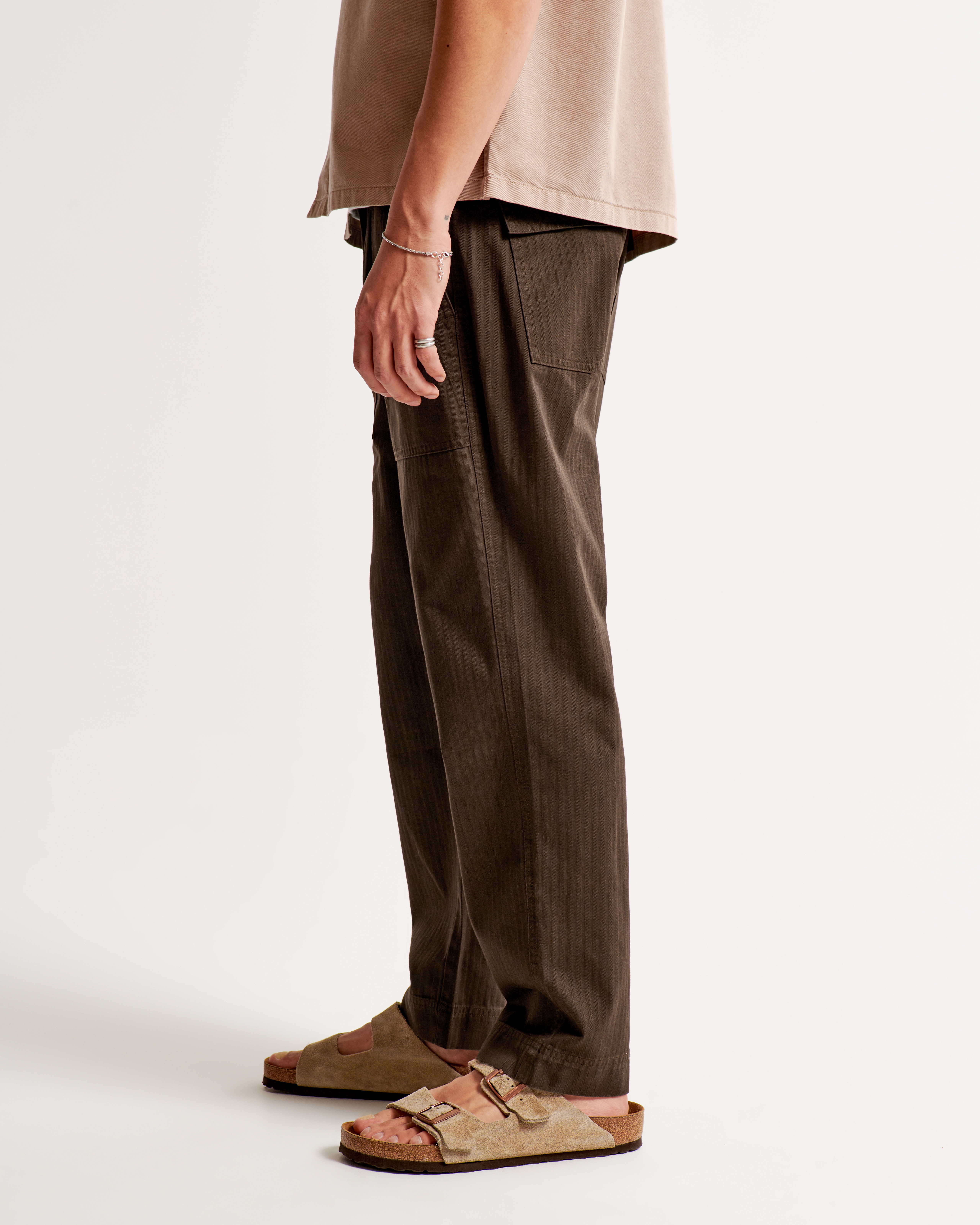 Fixed Waist Herringbone Pant