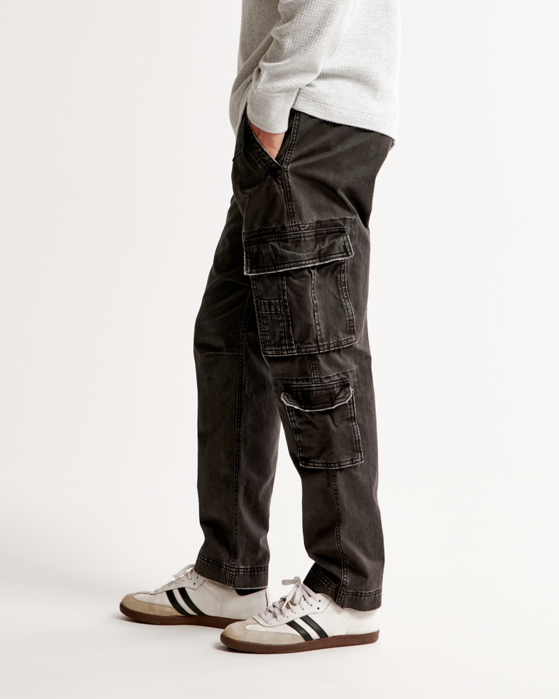 Buy Krystle Men's Slim Fit Cotton Cargo Pants (Black) at