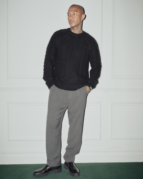Pleated Trouser, Grey Texture