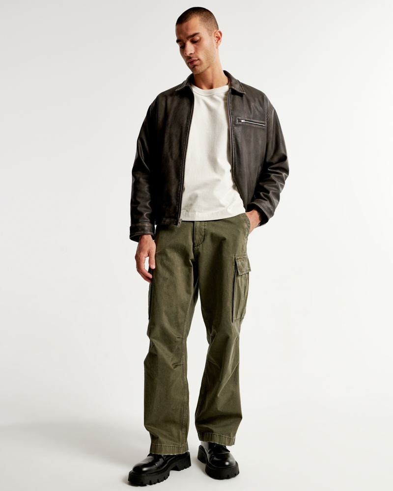 Hollister cord baggy cargo pants in olive