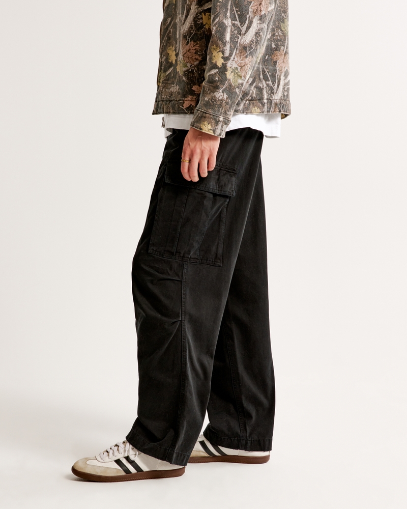 ZLDGYG Baggy Black Cargo Pants for Men Khaki Cargo Trousers Male