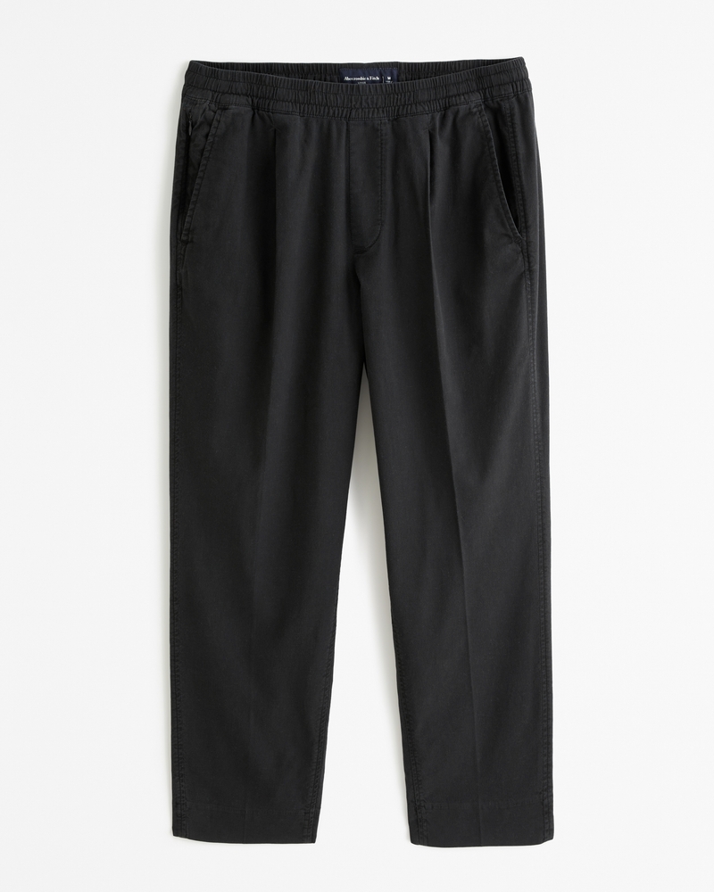 Black Cotton Linen Pull On Pant - Women's Black Pants