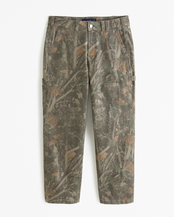 Athletic Loose Workwear Pant, Olive Green Camo view 2