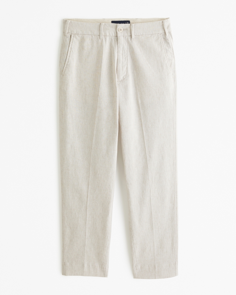 Linen-blend pull-on trousers - Light beige - Ladies