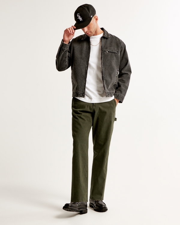 Loose Workwear Pant, Olive Green
