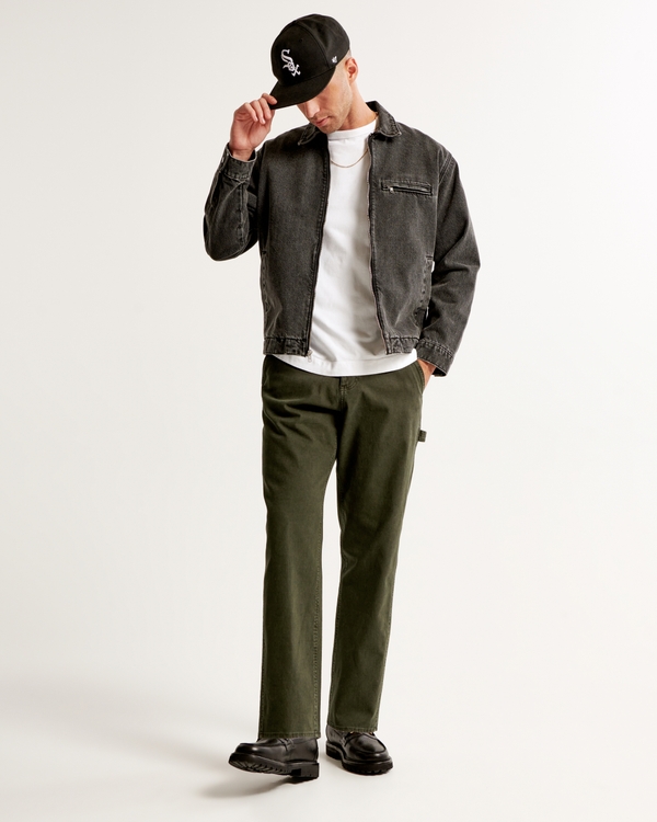 Loose Workwear Pant, Olive Green view 1