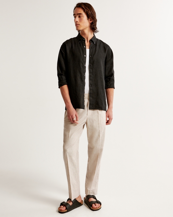 Linen-Blend Pull-On Pant