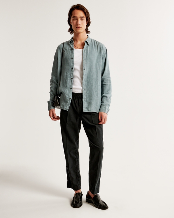 Linen-Blend Pull-On Pant