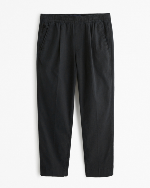 Linen-Blend Pull-On Pant, Black