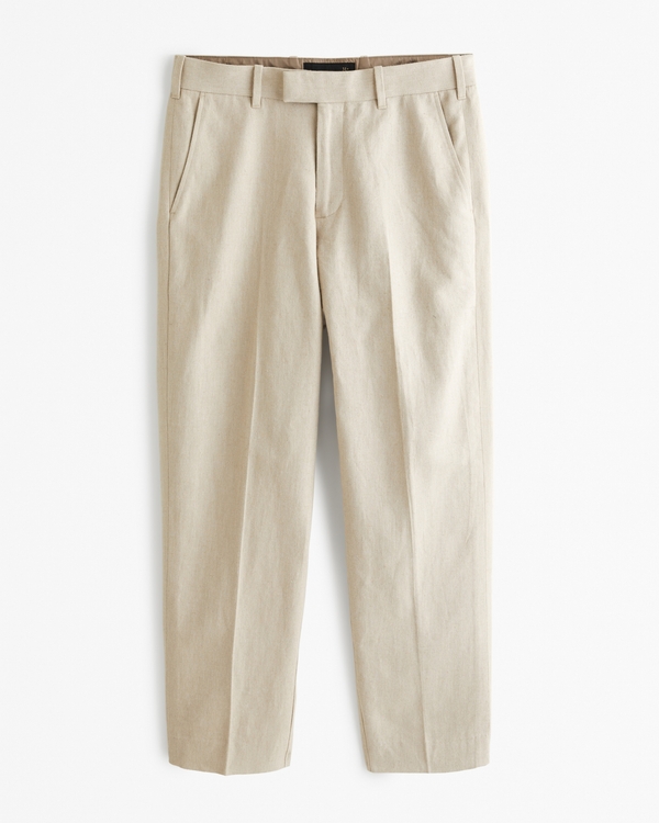The A&F Collins Tailored Linen-Blend Suit Pant, Taupe Texture