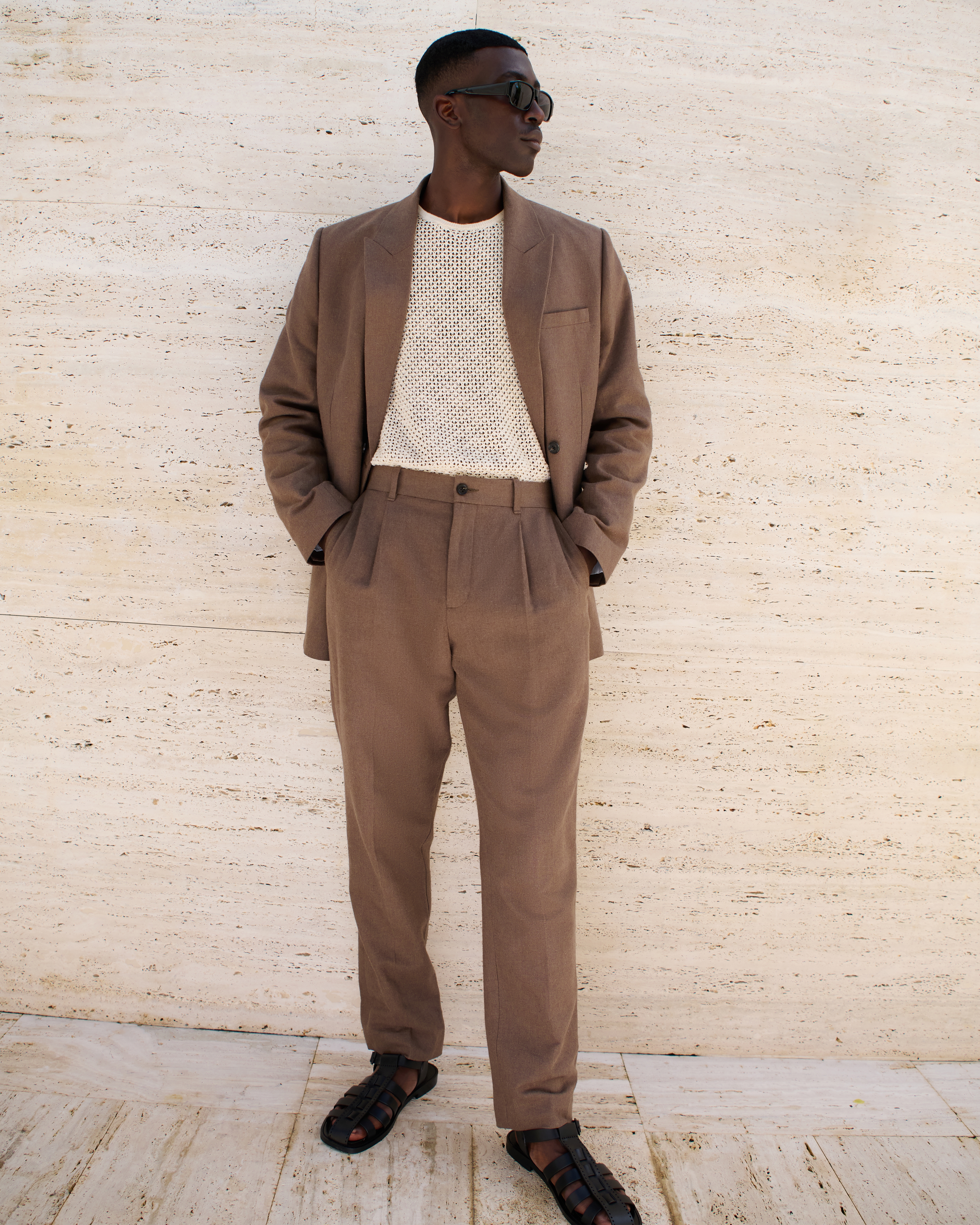 The A F Collins Tailored Linen Blend Pleated Suit Pant