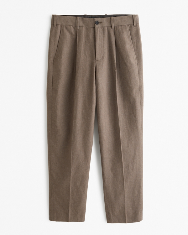 The A&F Collins Tailored Linen-Blend Pleated Suit Pant, Dark Brown
