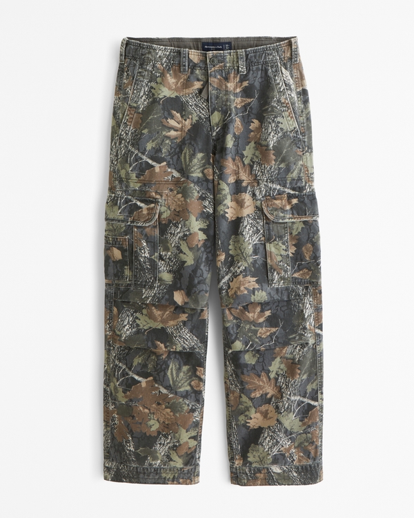 Baggy Cargo Pant, Olive Green Camo