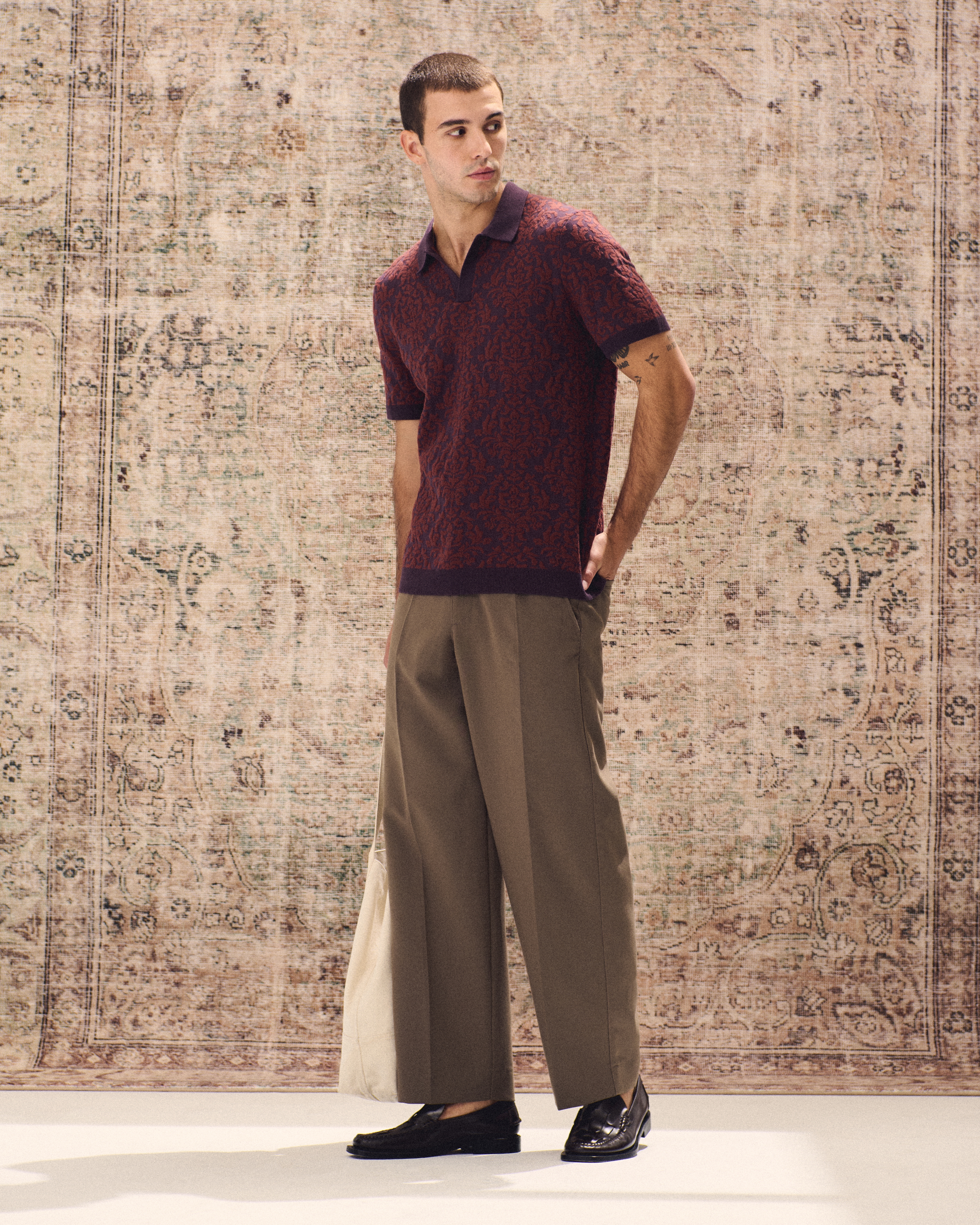 BROWN CHECK BAGGY SLACKS 2876P スラックス SAKILA-TROUSER-BROWN-CHECK-