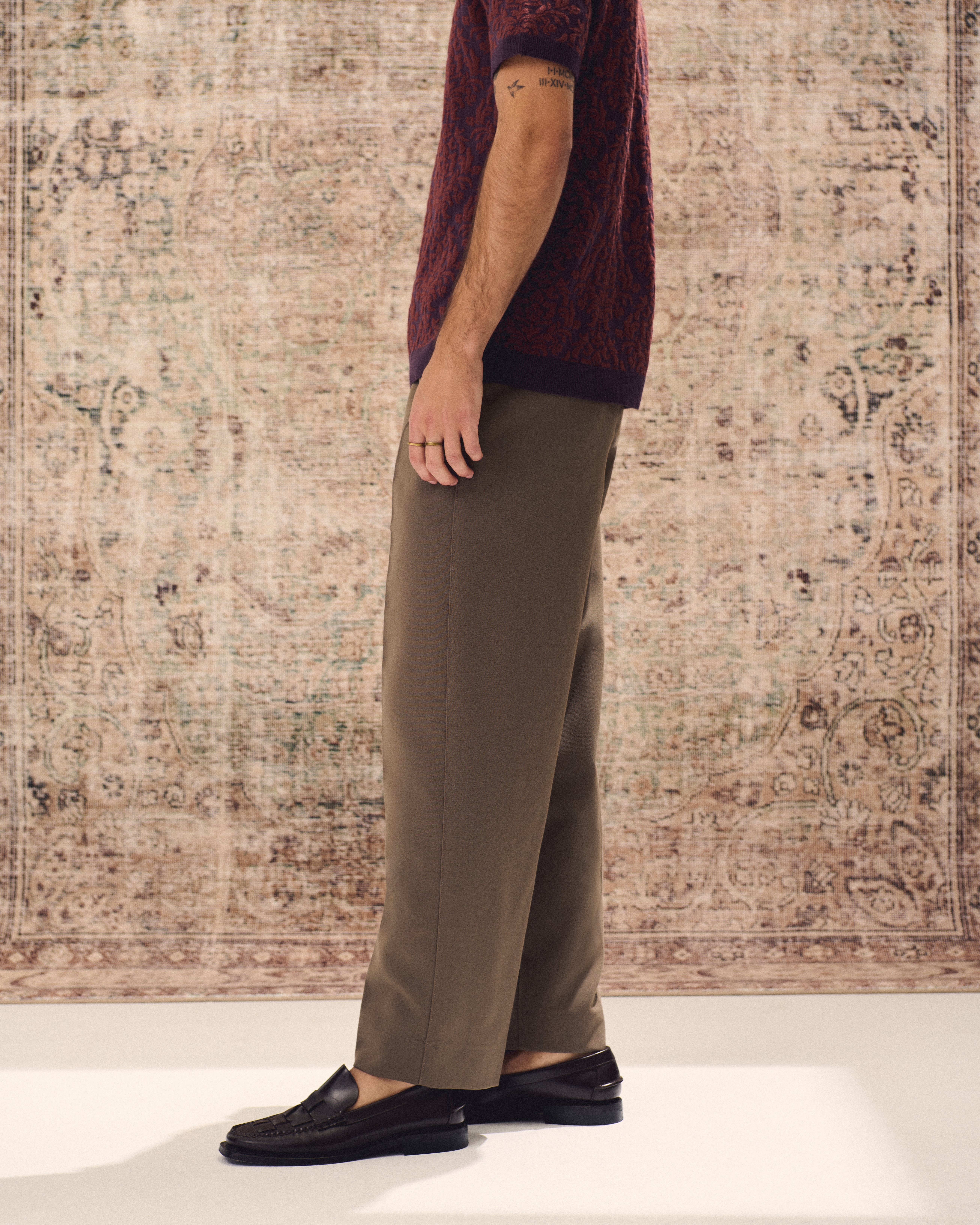 BROWN CHECK BAGGY SLACKS 2876P スラックス RELAXED TROUSER - DARK BROWN PLAID - R13