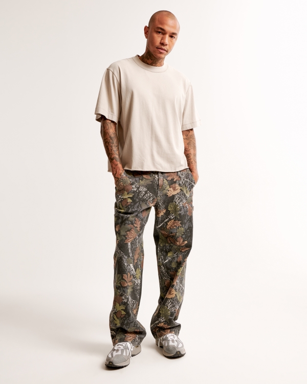 Baggy Workwear Pant, Olive Green Camo