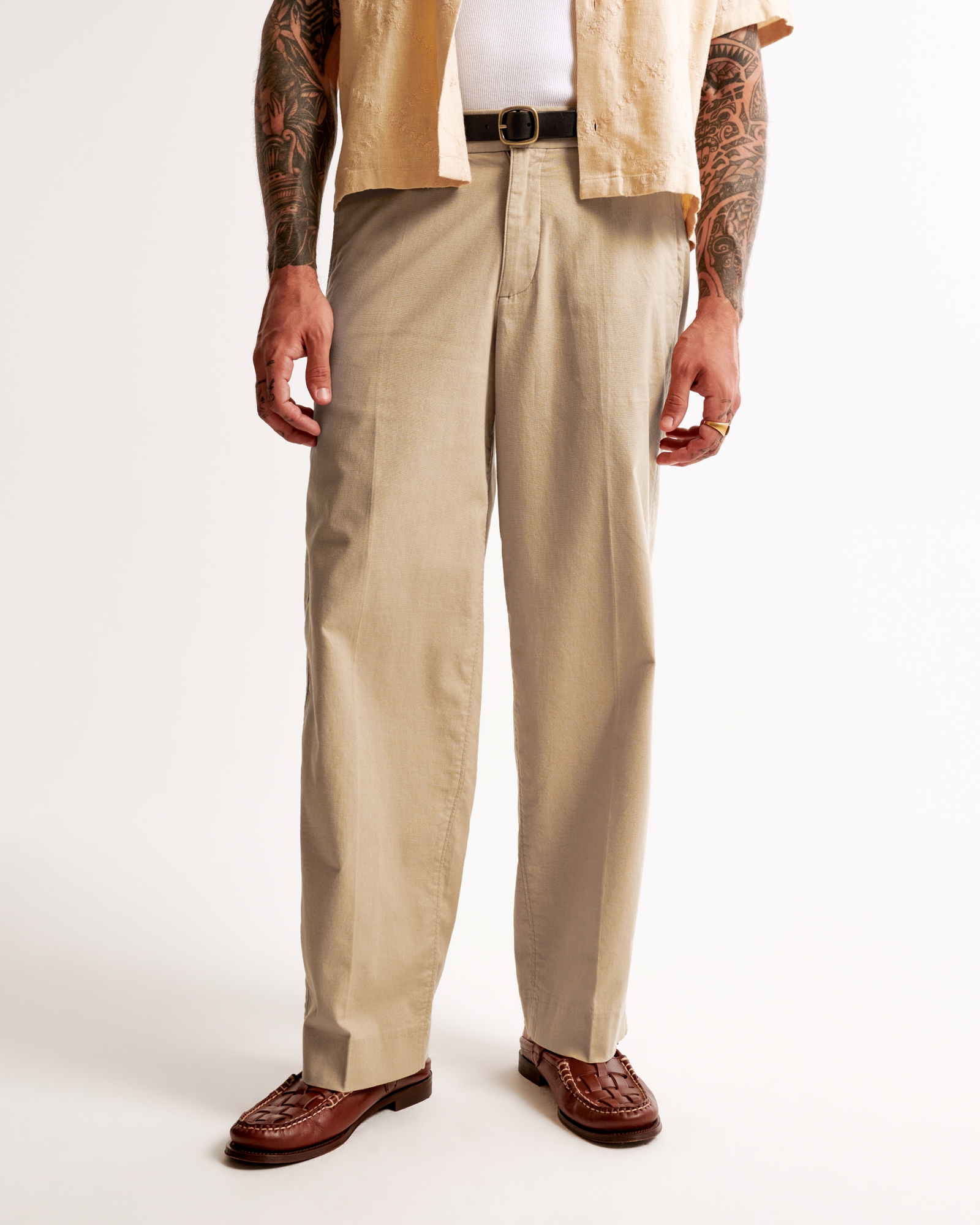 Baggy Linen-Blend Trouser