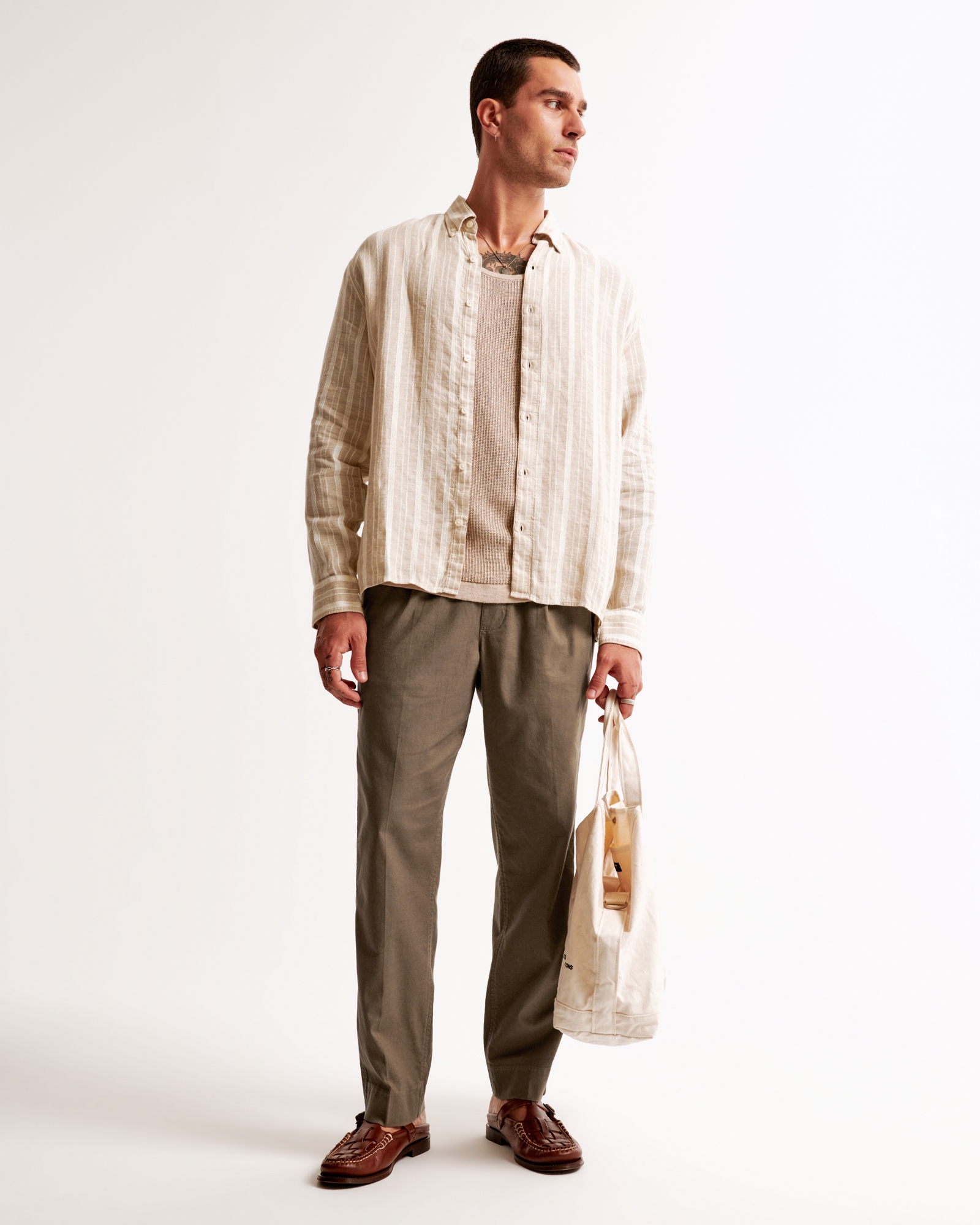 Linen-Blend Pull-On Pant