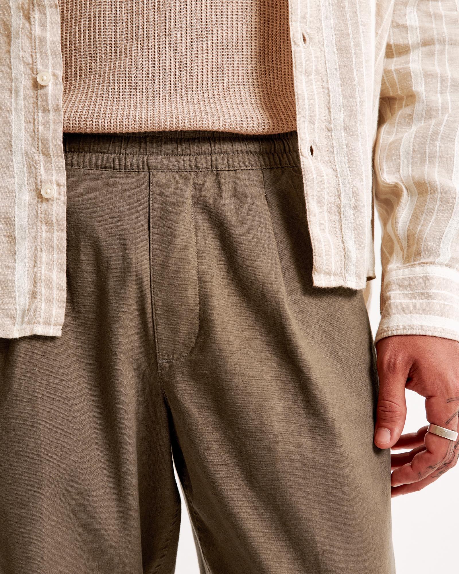 Linen-Blend Pull-On Pant