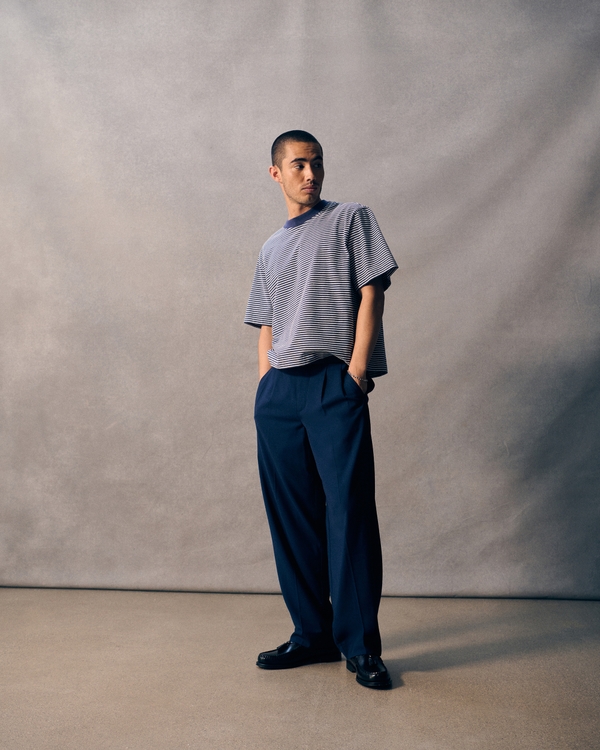Pleated Baggy Trouser, Dark Indigo view 1