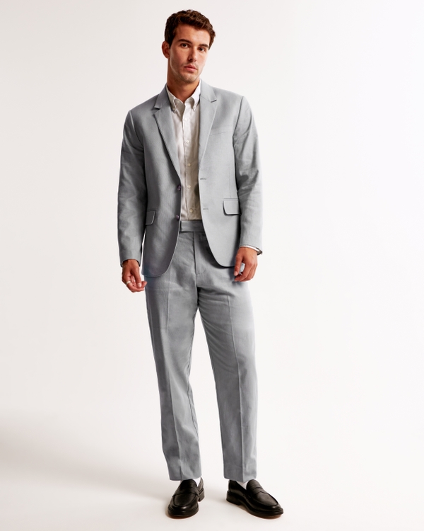 The A&F Collins Tailored Linen-Blend Suit Pant, Light Blue-gray