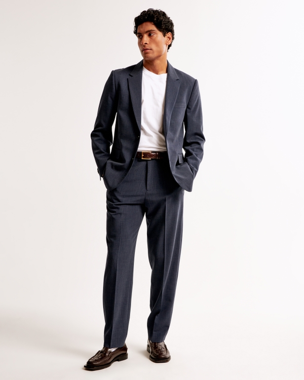 The A&F Collins Tailored Suit Pant, Navy Texture view 1
