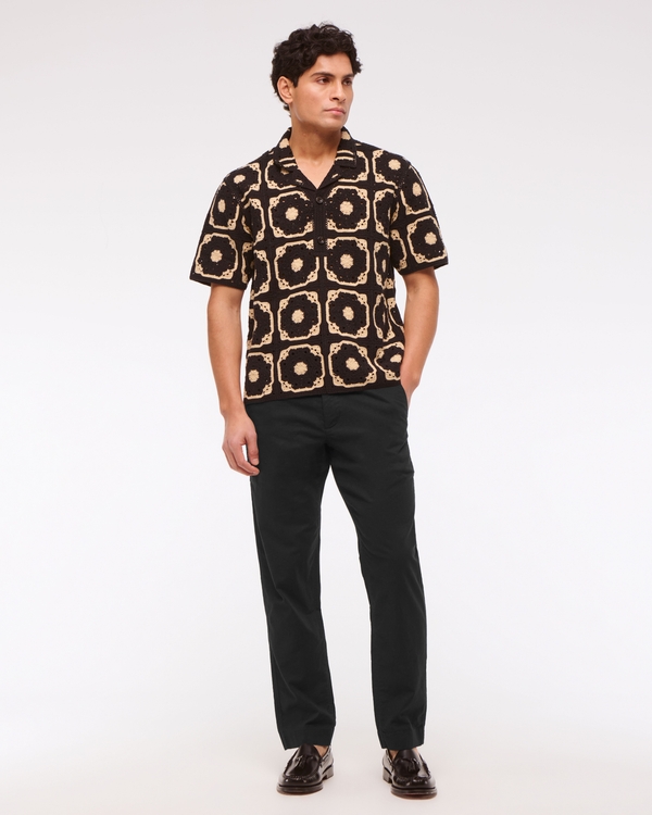 Straight Linen-Blend Fixed Waist Pant