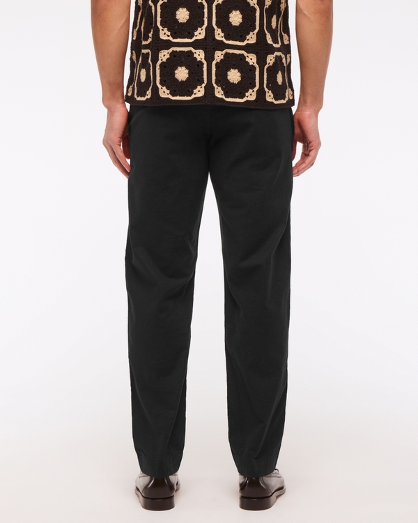 Straight Linen-Blend Fixed Waist Pant