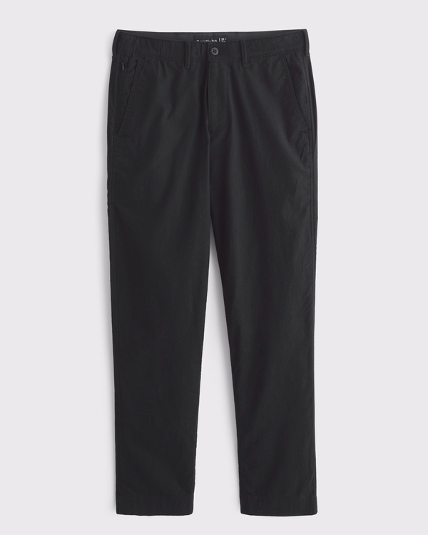 Straight Linen-Blend Fixed Waist Pant