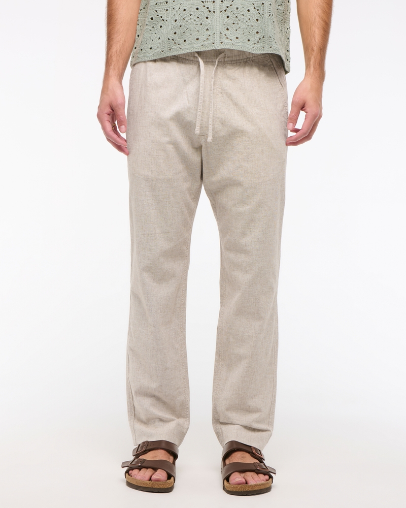 Loose Linen-Blend Pull-On Pant