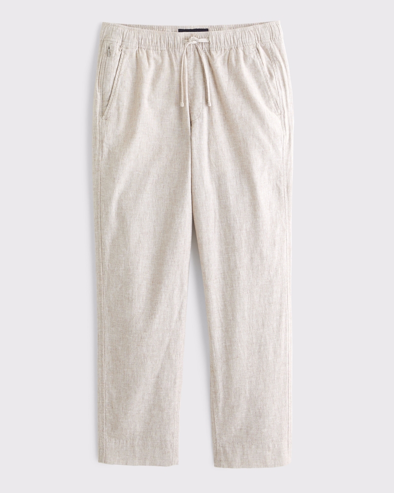 Loose Linen-Blend Pull-On Pant