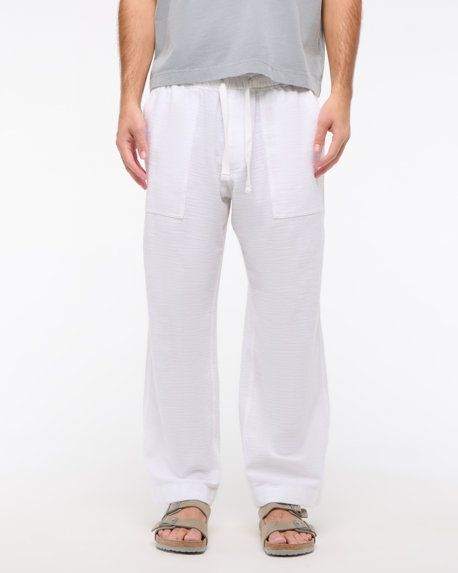 Baggy Cotton Textured Pull-On Pant