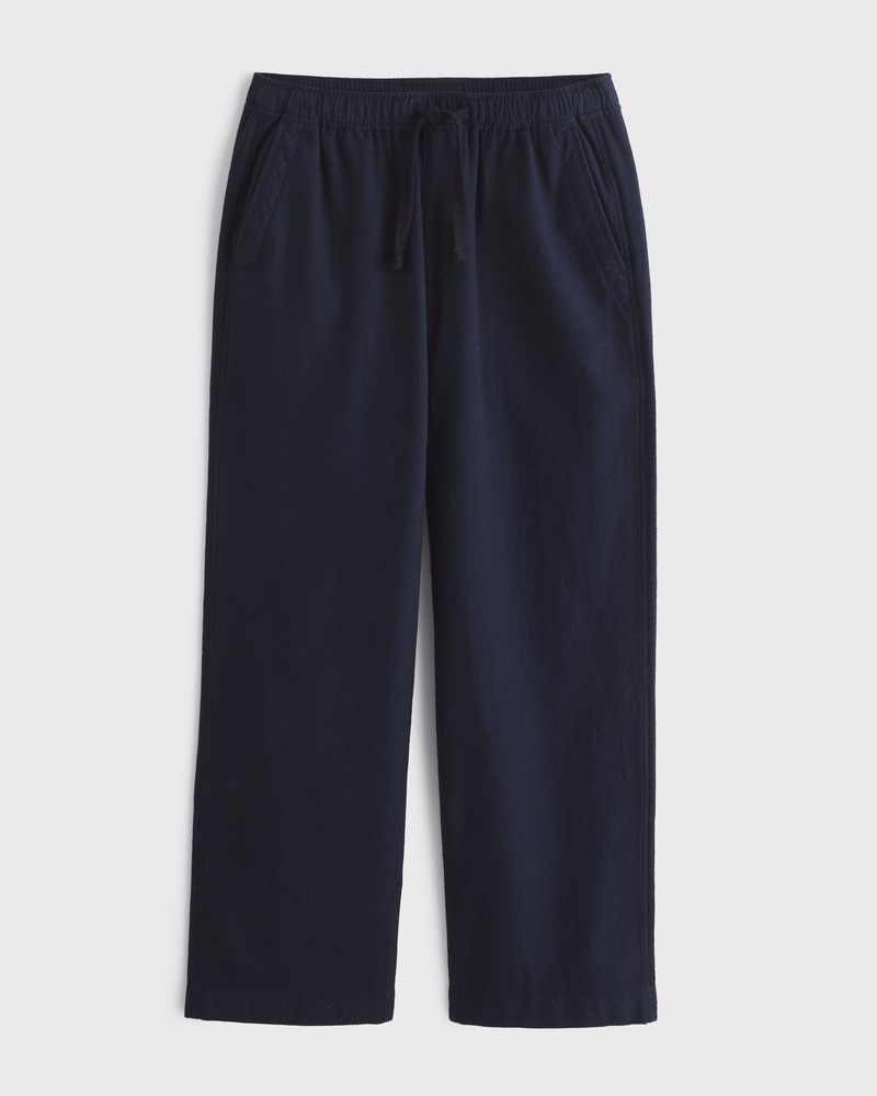 Baggy Cotton Textured Pull-On Pant