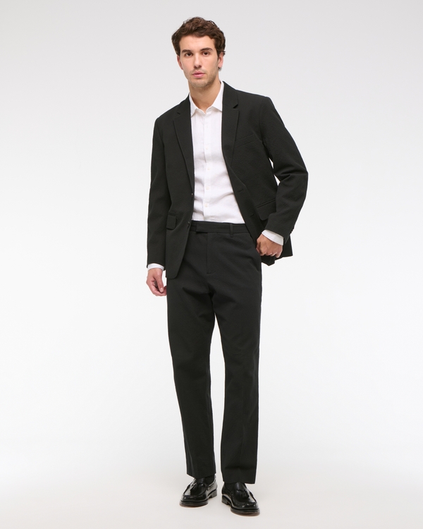 The A&F Collins Seersucker Suit Pant, Black view 1