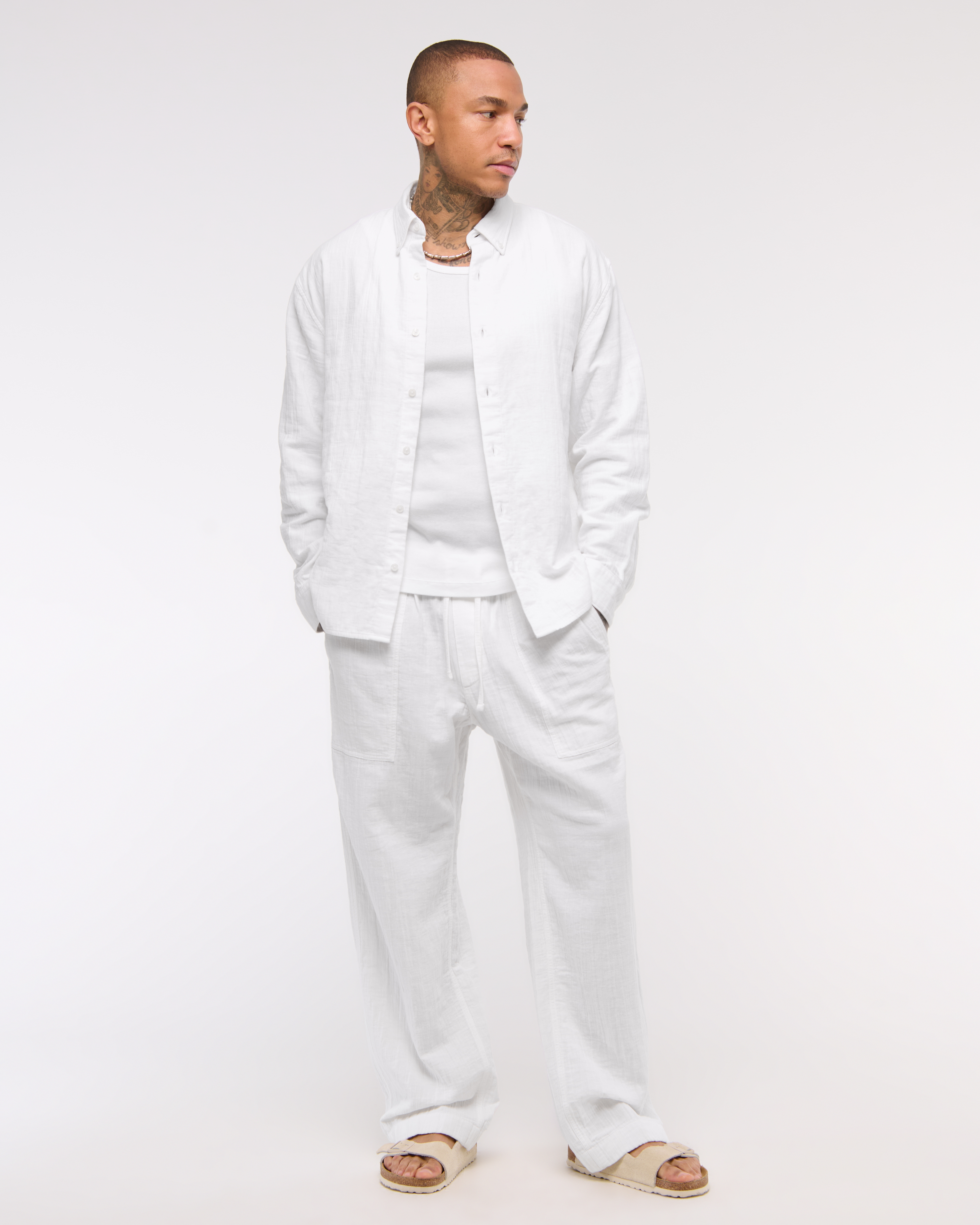 Abercrombie & Fitch Baggy Breezy Pull-on Pant In White