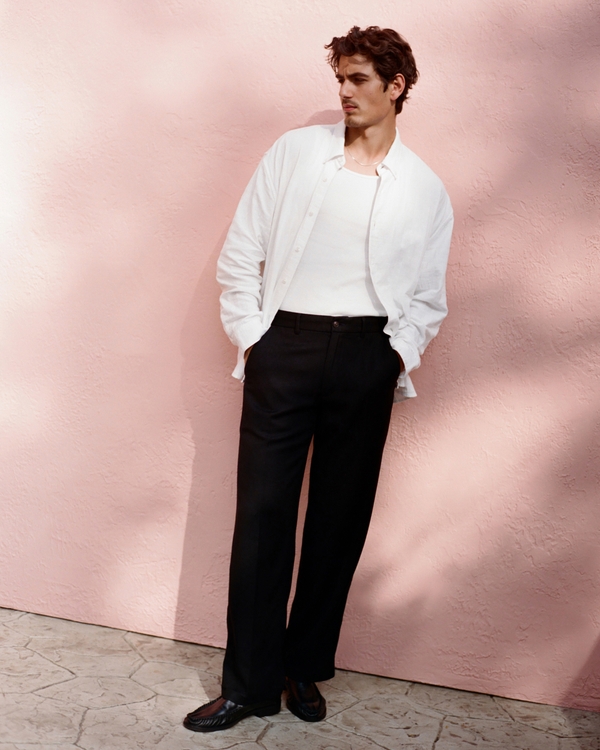 Baggy Tailored Linen-Blend Trouser