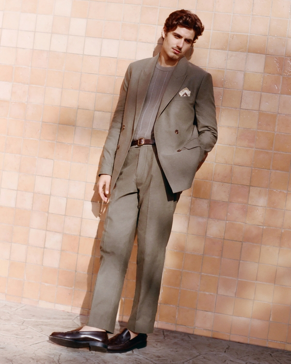 The A&F Collins Linen-Blend Suit Pant, Dark Sage view 1