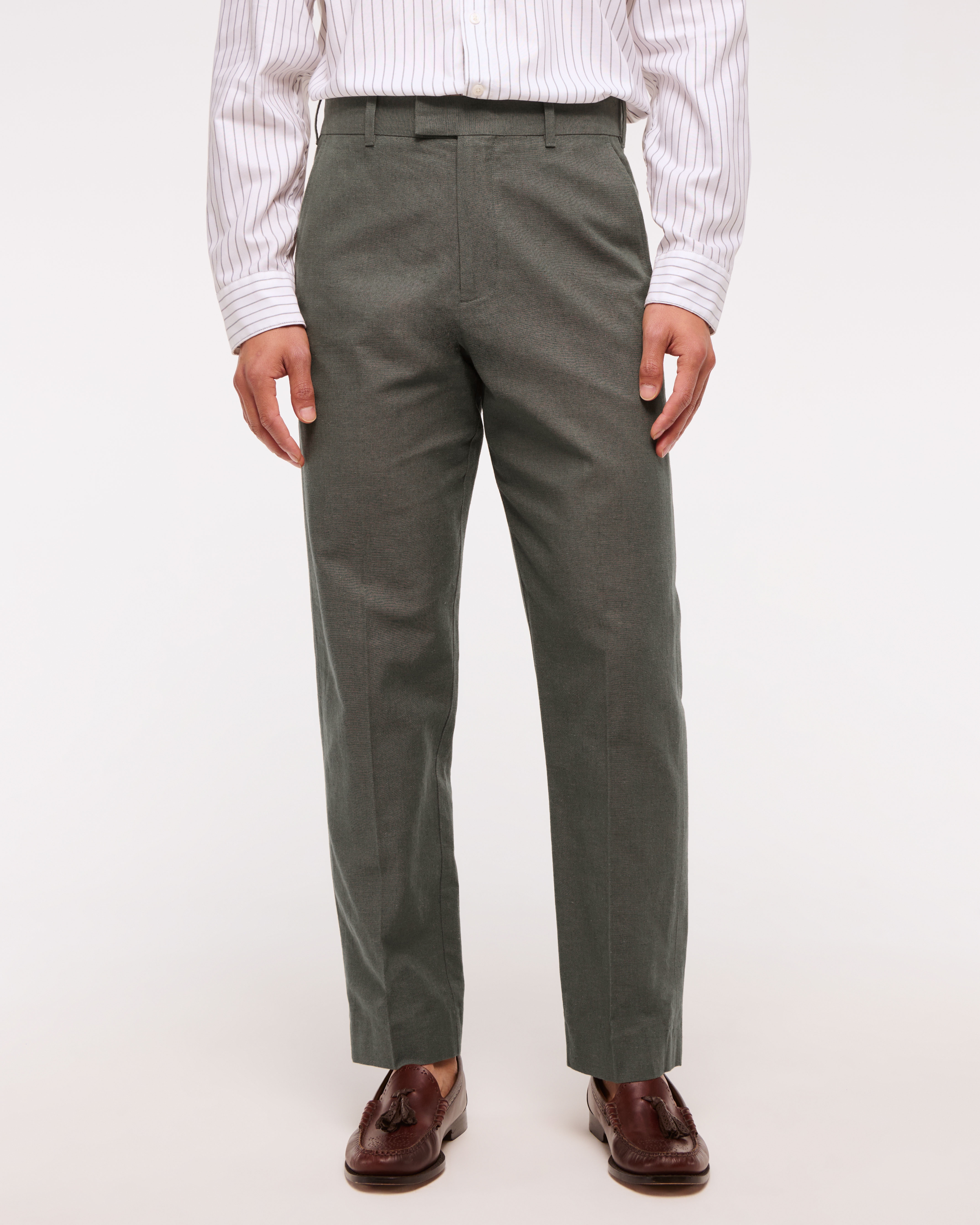 Abercrombie & Fitch The A&f Collins Linen-blend Suit Pant In Green