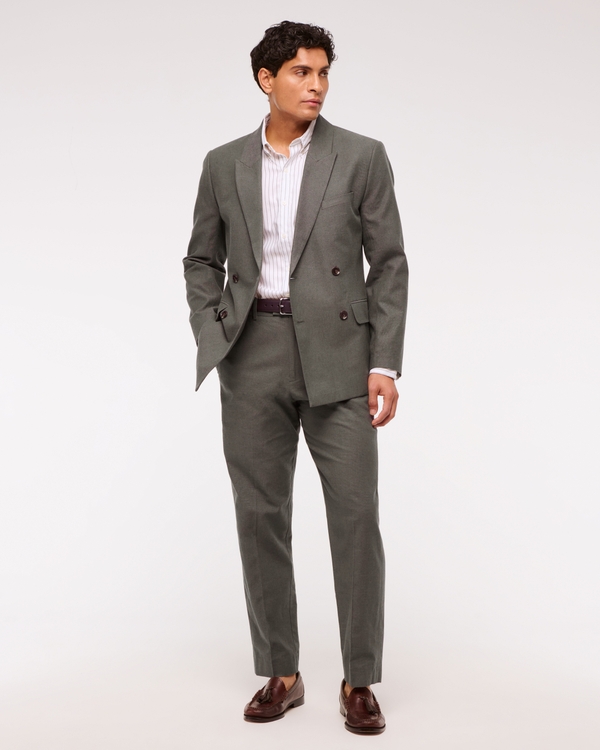 The A&F Collins Linen-Blend Suit Pant, Dark Sage view 2