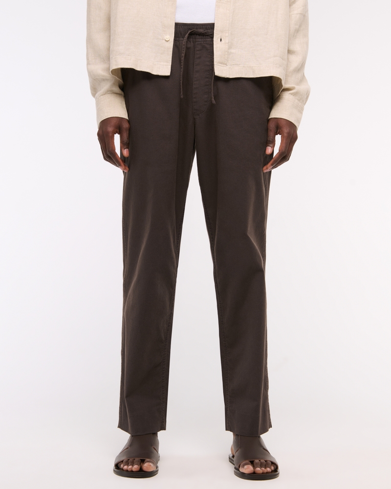 Loose Linen-Blend Pull-On Pant