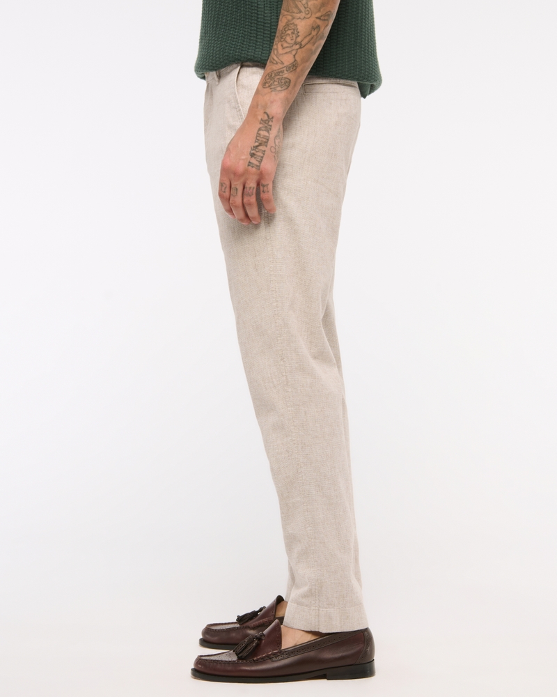 Straight Linen-Blend Fixed Waist Pant