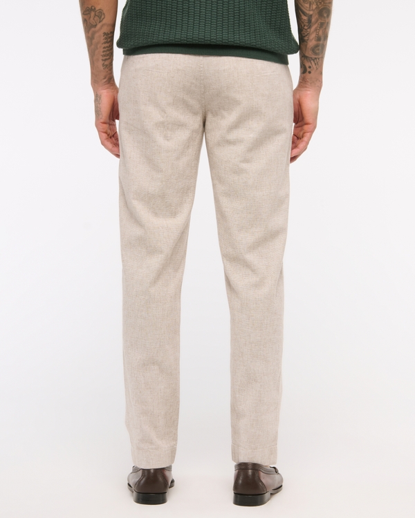 Straight Linen-Blend Fixed Waist Pant