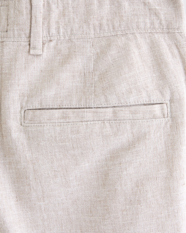 Straight Linen-Blend Fixed Waist Pant
