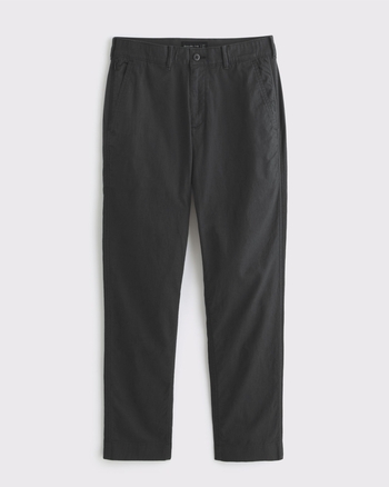 Straight Linen-Blend Fixed Waist Pant