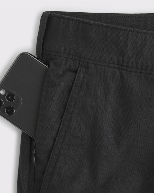 Straight Linen-Blend Fixed Waist Pant