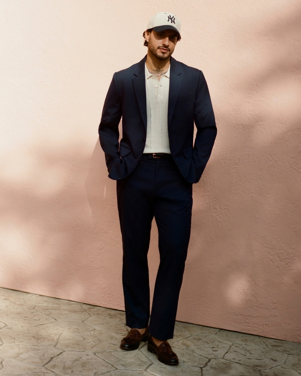 The A&F Collins Athletic Fit Suit Pant, Deep Navy view 1