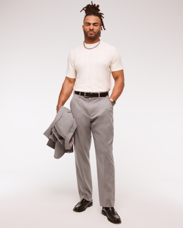 The A&F Collins Athletic Fit Suit Pant, Gray view 1