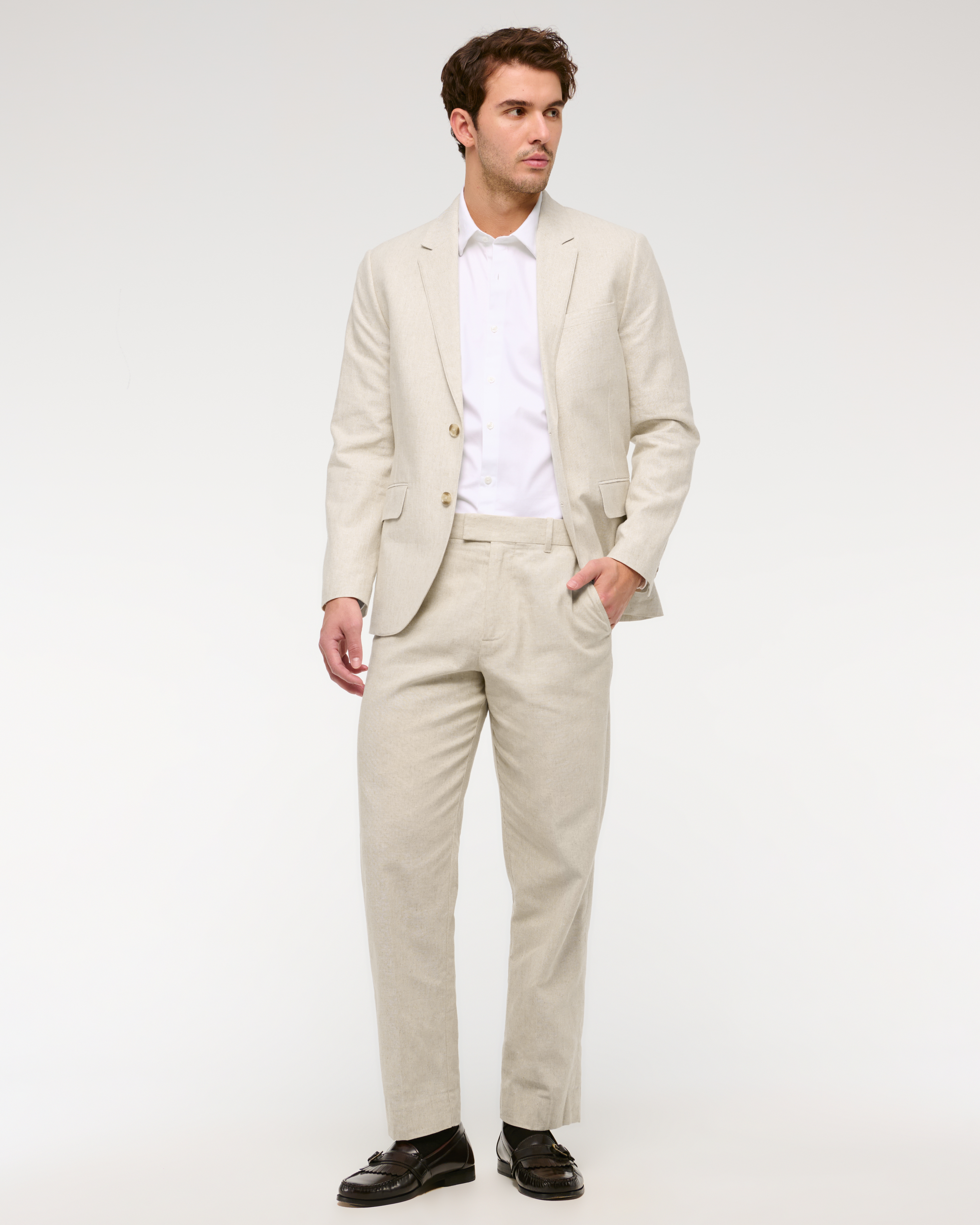 Abercrombie & Fitch The A&f Collins Linen-blend Suit Pant In Blue