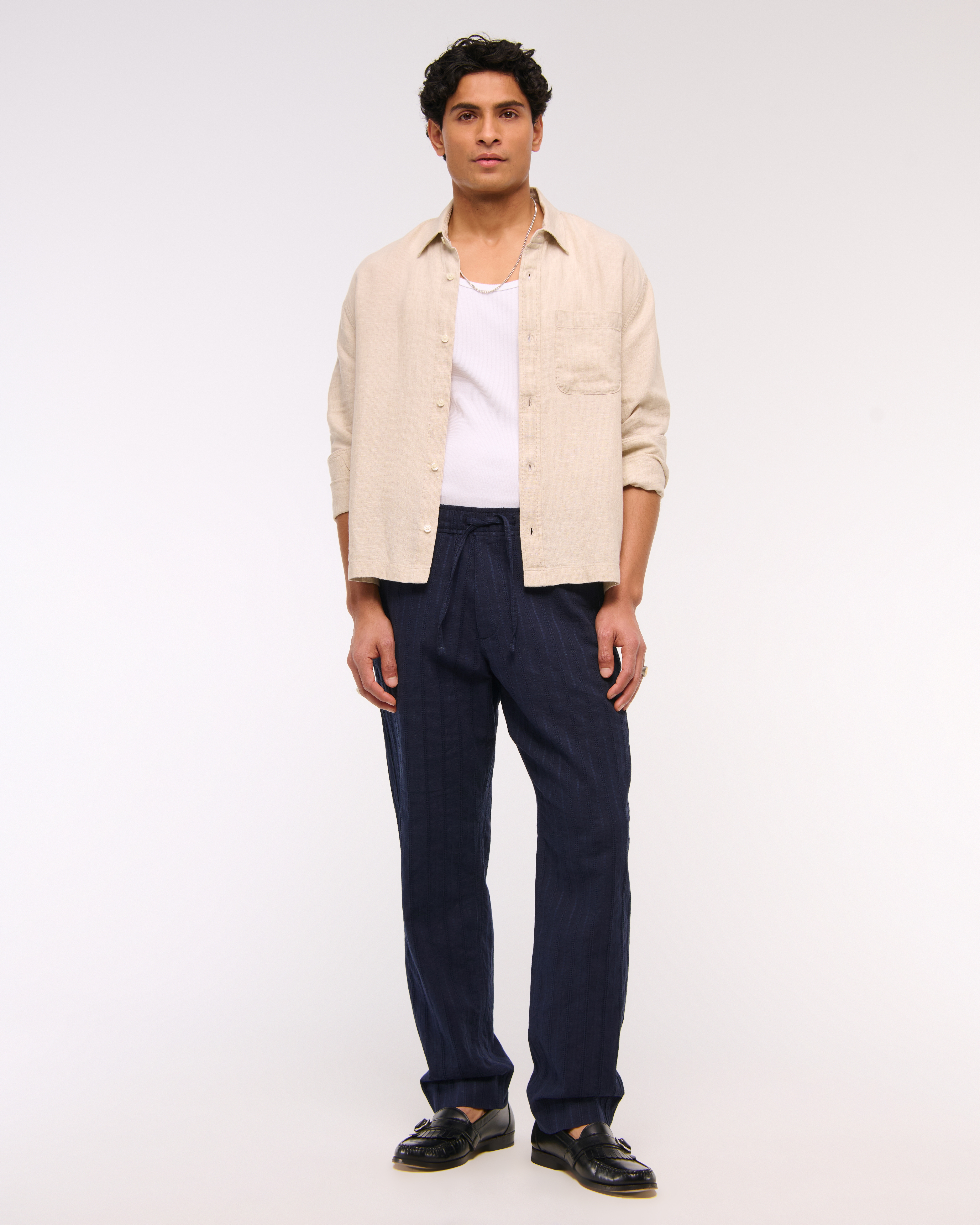 Abercrombie & Fitch Loose Linen-blend Pull-on Pant In Neutral
