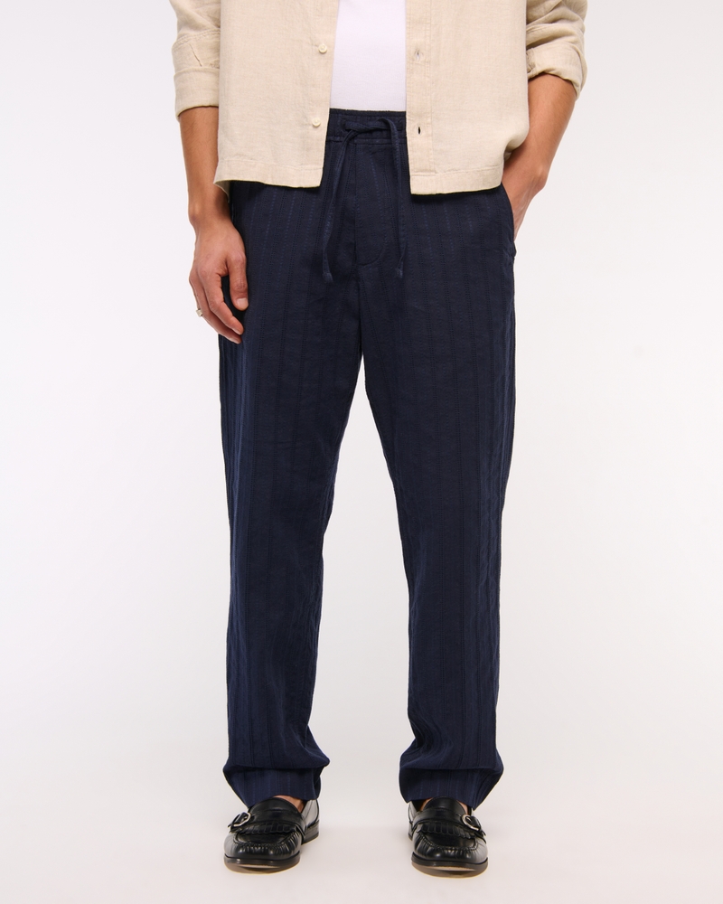 Loose Linen-Blend Pull-On Pant